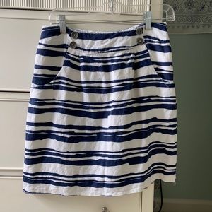 Blue and White A-line Skirt